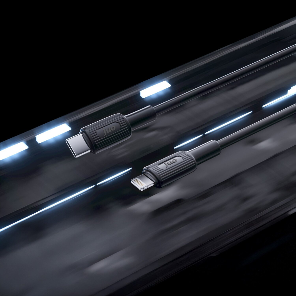 Juo 27W Type-C Lightning İphone İpad Silikon Siyah Data Ve Hızlı Şarj Kablosu 2 Metre