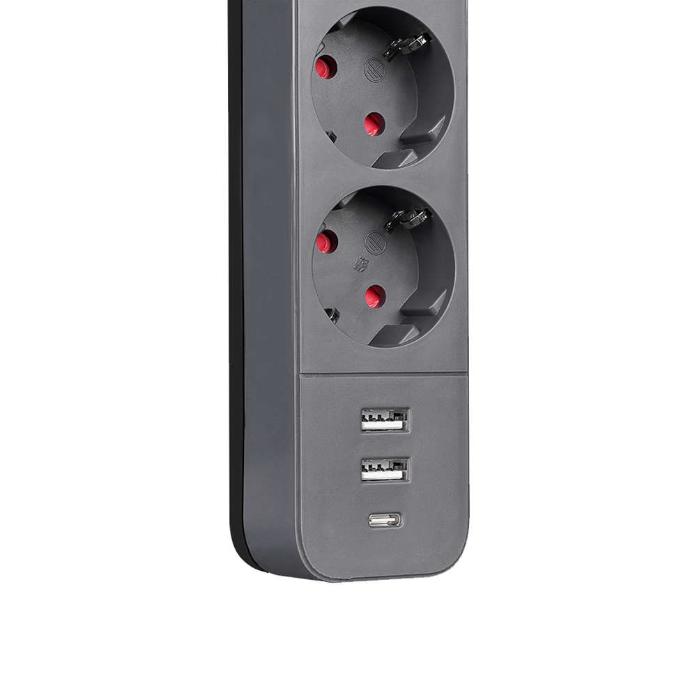S-link SPG03U 1.5mm Bakır 750 USB Type-C Joule 3lü Anahtarlı Akım Korumalı Priz