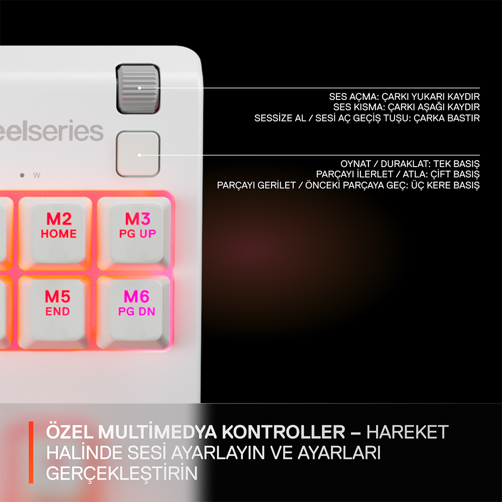 SteelSeries Apex 3 TKL Whisper-Quiet Switch Beyaz Kablolu Gaming Klavye
