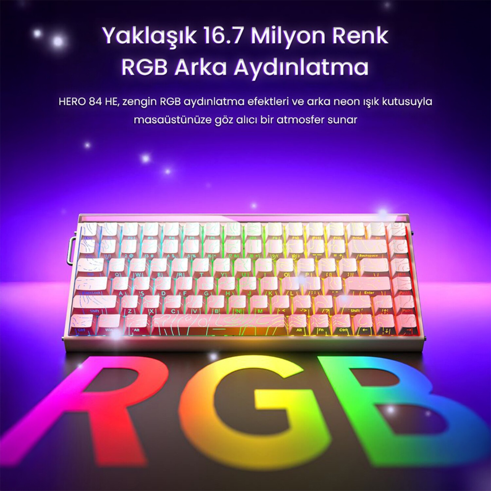 Aula Hero 84 HE Dragon King Switch Hot Swap TKL RGB Neon Mor Kablolu Gaming Klavye