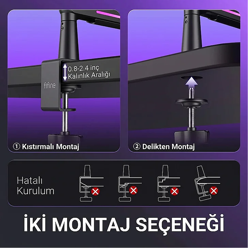 Fifine BM88PRO RGB Low Profile Masaüstü Mikrofon Standı