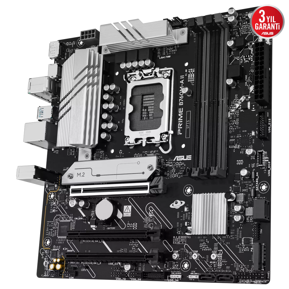 ASUS PRIME B760M-A II CSM 7200MHz(OC) DDR5 Soket 1700 M.2 HDMI DP mATX Anakart
