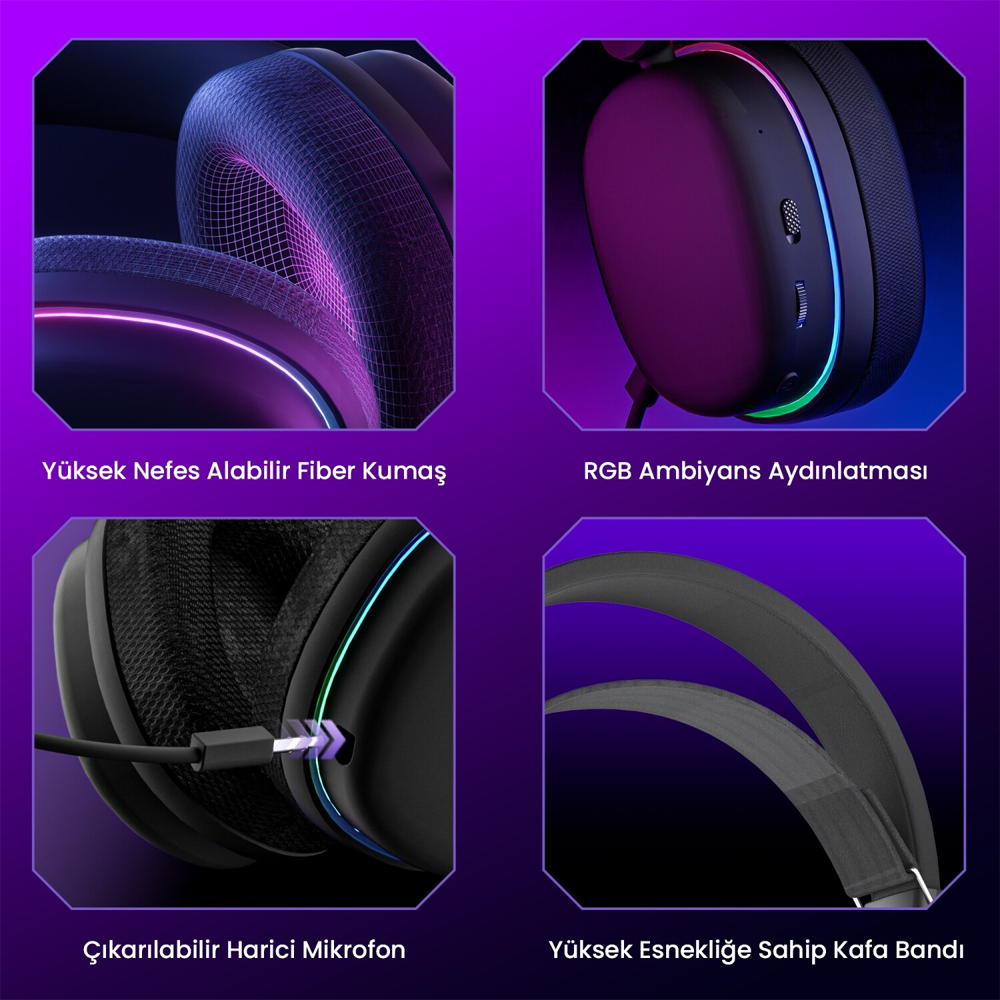 Aula G7 Tri Mode RGB Kablosuz Pembe Gaming Kulaklık