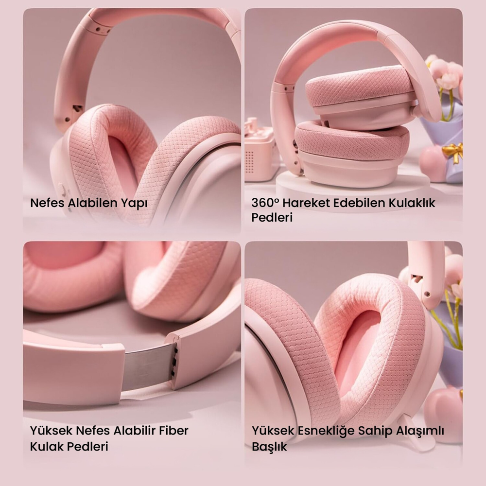 Aula G7 Pro Tri Mode RGB Kablosuz Pembe E-Spor Kulaklık