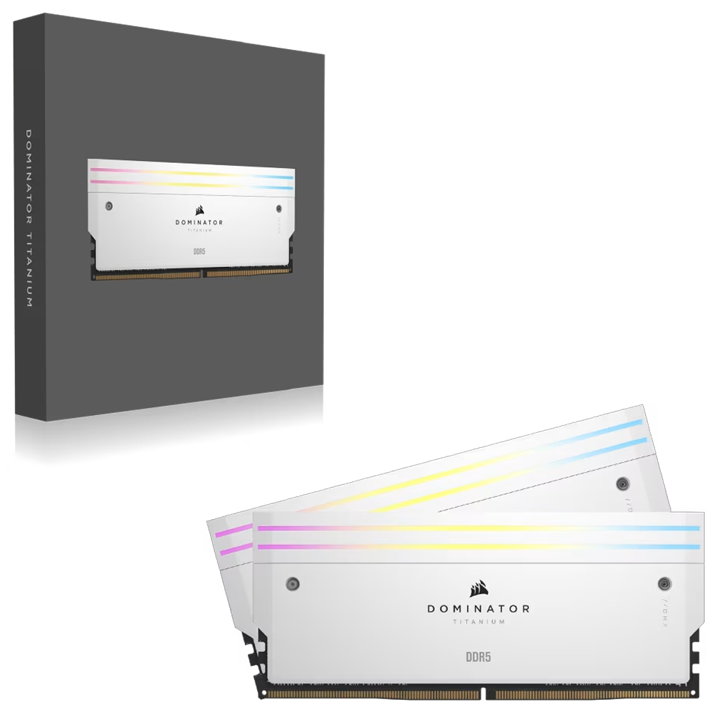 CORSAIR 32GB (2x16GB) Dominator Titanium RGB Beyaz 6000MHz CL30 XMP/EXPO DDR5 Dual Kit Ram