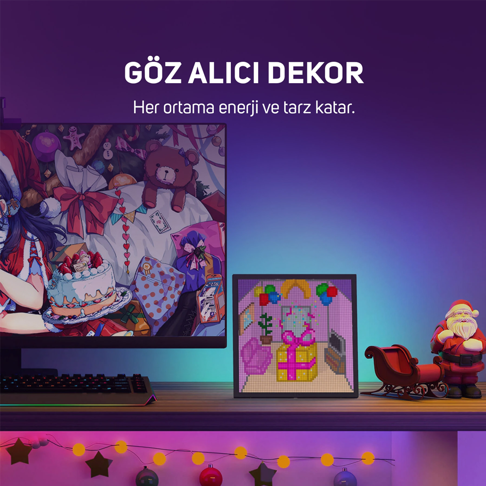 Divoom Pixoo-64 App Kontrollü Wifi Animasyonlu Gaming 64x64 Piksel LED Ekran Resim Çerçevesi