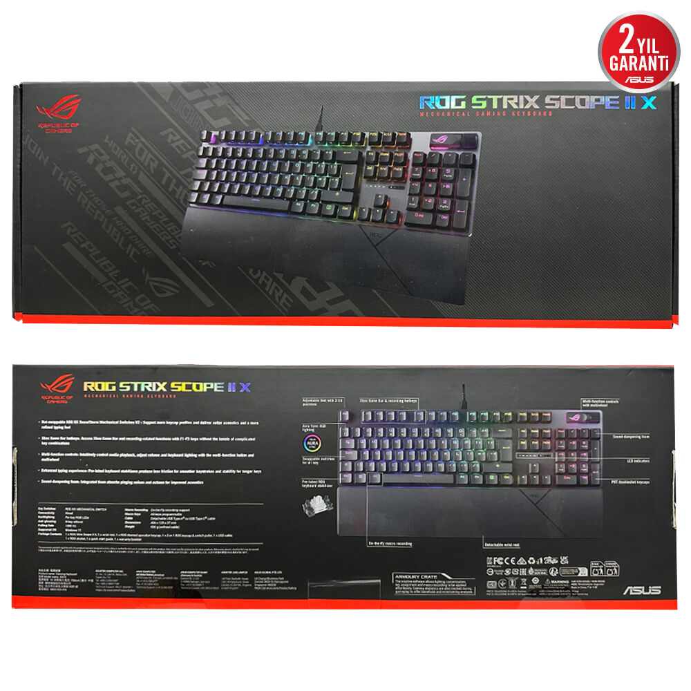 ASUS ROG STRIX SCOPE II X SNOW ROG NX Snow Switch RGB Mekanik Kablolu Gaming Klavye