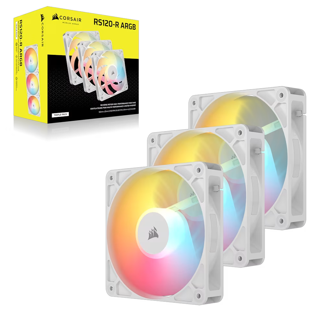 CORSAIR RS120-R ARGB 120mm PWM Reverse Beyaz Üçlü Kasa Fanı