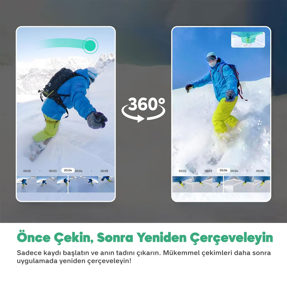 Akaso 360 Creator Combo  5.7K 360° Video, 48MP Sensör, 72MP 360° Fotoğraf, Aksiyon Kamera