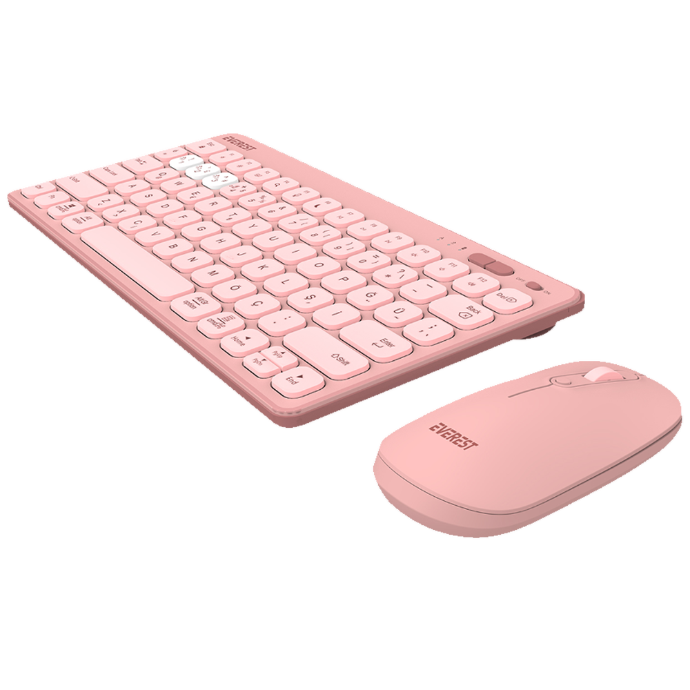 Everest KM-BT903 LUMI Pembe Kablosuz Klavye Mouse Set