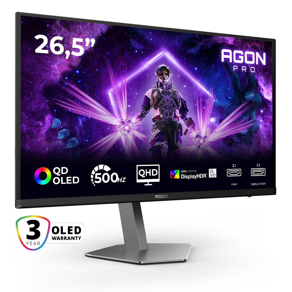 AOC AGON AG276QKD2 26.5" 500Hz(OC) 0.03ms HDMI DP Adaptive Sync Pivot HDR500 QD-OLED Gaming Monitör