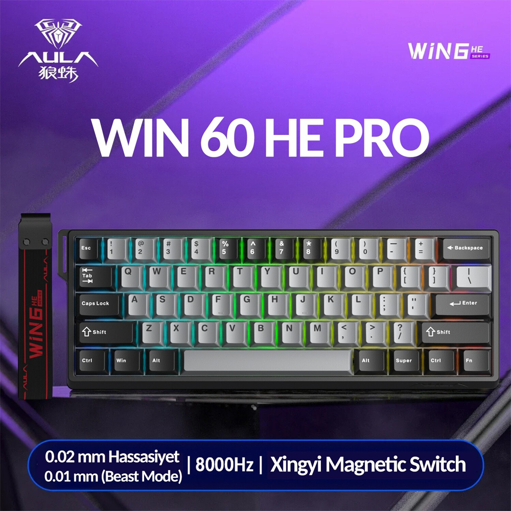 Aula Win60 HE Pro Xingyi Switch Hot Swap TKL RGB Gri Kablolu Gaming Klavye