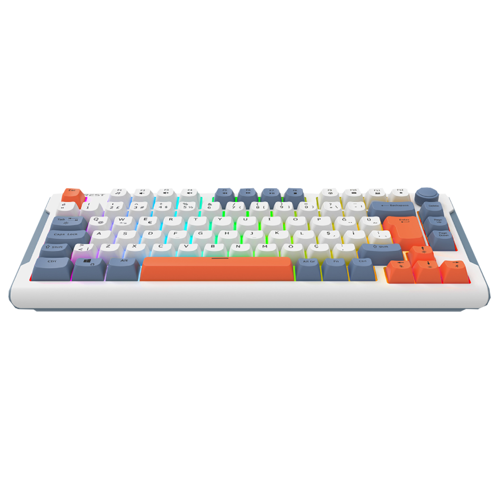 Everest KB-75 Smooth Membrane Switch RGB Beyaz/Mavi/Turuncu Kablolu Gaming Klavye