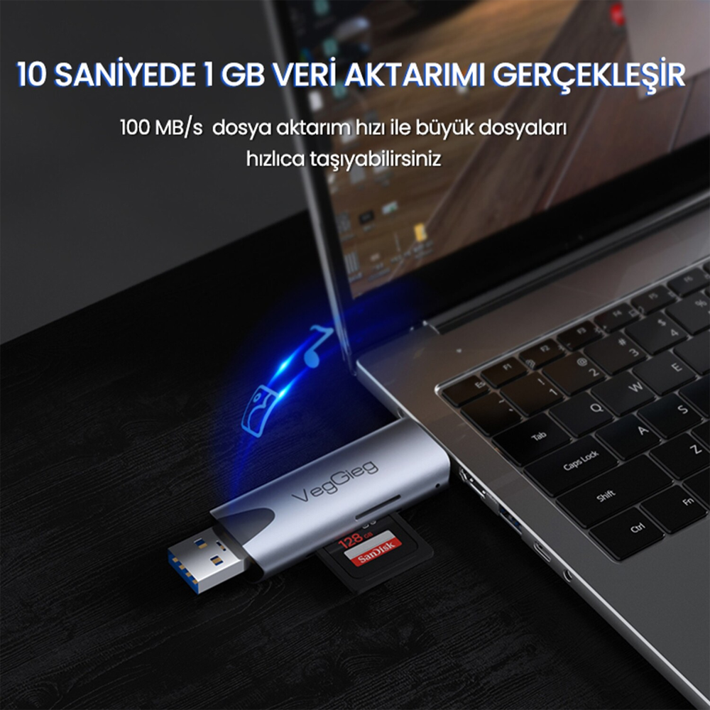 VegGieg Type-C USB 3.0 SD-MicroSD TF Kart Okuyucu