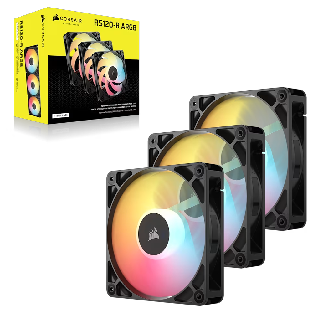 CORSAIR RS120-R ARGB 120mm PWM Reverse Siyah Üçlü Kasa Fanı