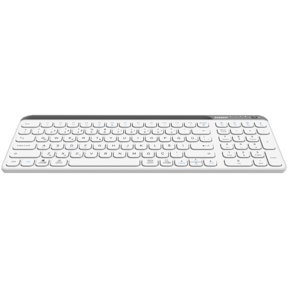Everest KB-BT90 Beyaz/Gri Kablosuz Klavye