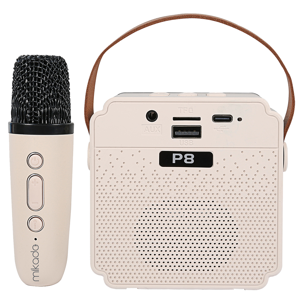 MIKADO MD-61BT Artemis 5W RGB 1200mAh Bluetooth Krem Mikrofonlu Karaoke Taşınabilir Hoparlör