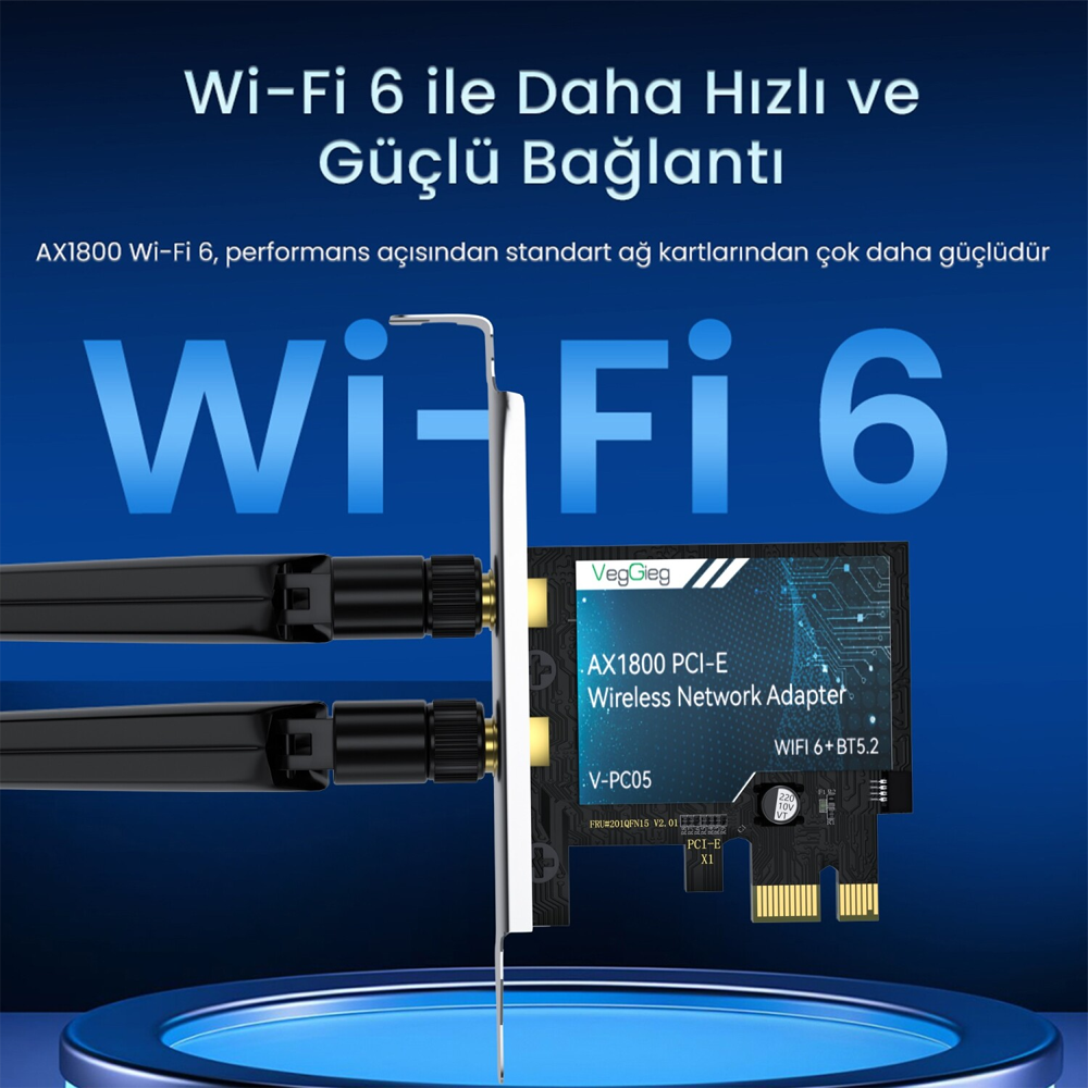 VegGieg AX1800 WI-FI 6 Bluetooth 5DB Wifi Ağ Kartı