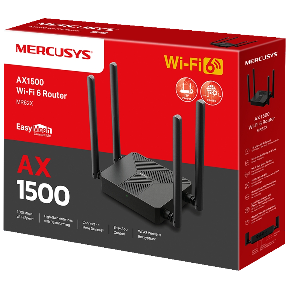 Mercusys MR62X AX1500 Çift Bant Wi-Fi 6 Router