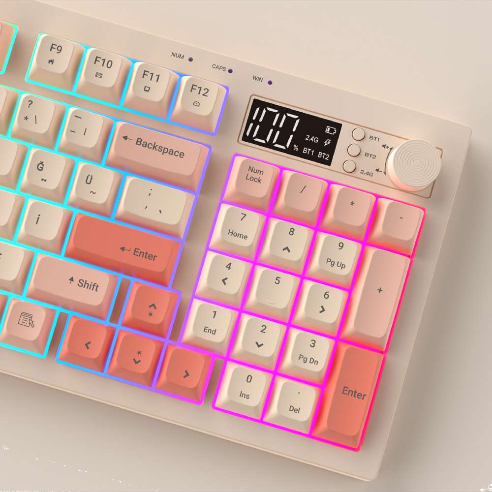 Everest KB-85 Silent Pro Membrane Switch RGB Bej/Pembe/Turuncu Kablosuz Gaming Klavye