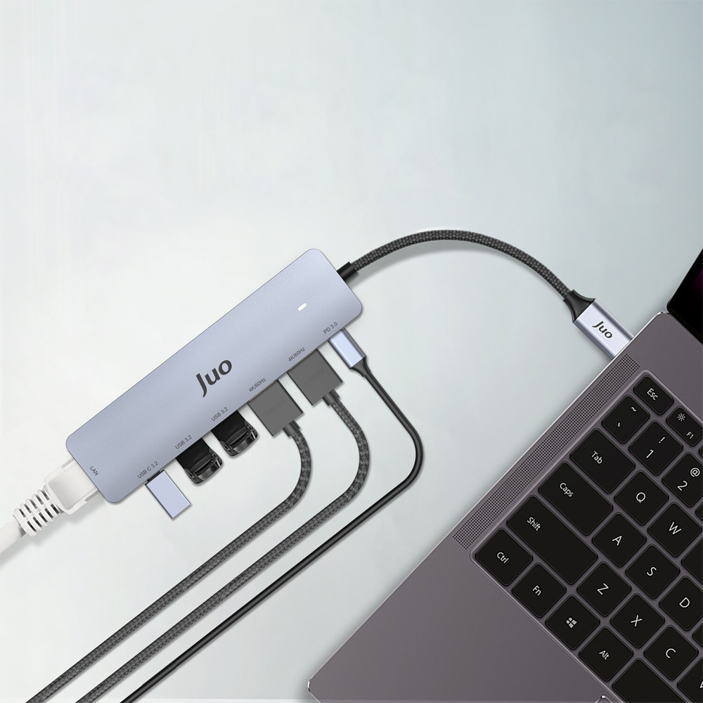 Juo Type-C 2*HDMI Dual MST 4K 60Hz Gigabit Ethernet Dönüştürücü 100W USB 3.2 Çoklayıcı Hub