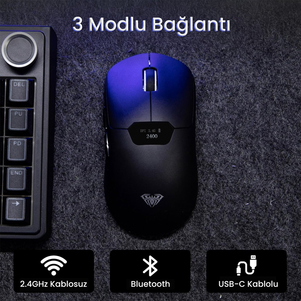 Aula SC390 Pro PAW3311 20000 DPI 1000Hz Kablosuz Siyah Gaming Mouse