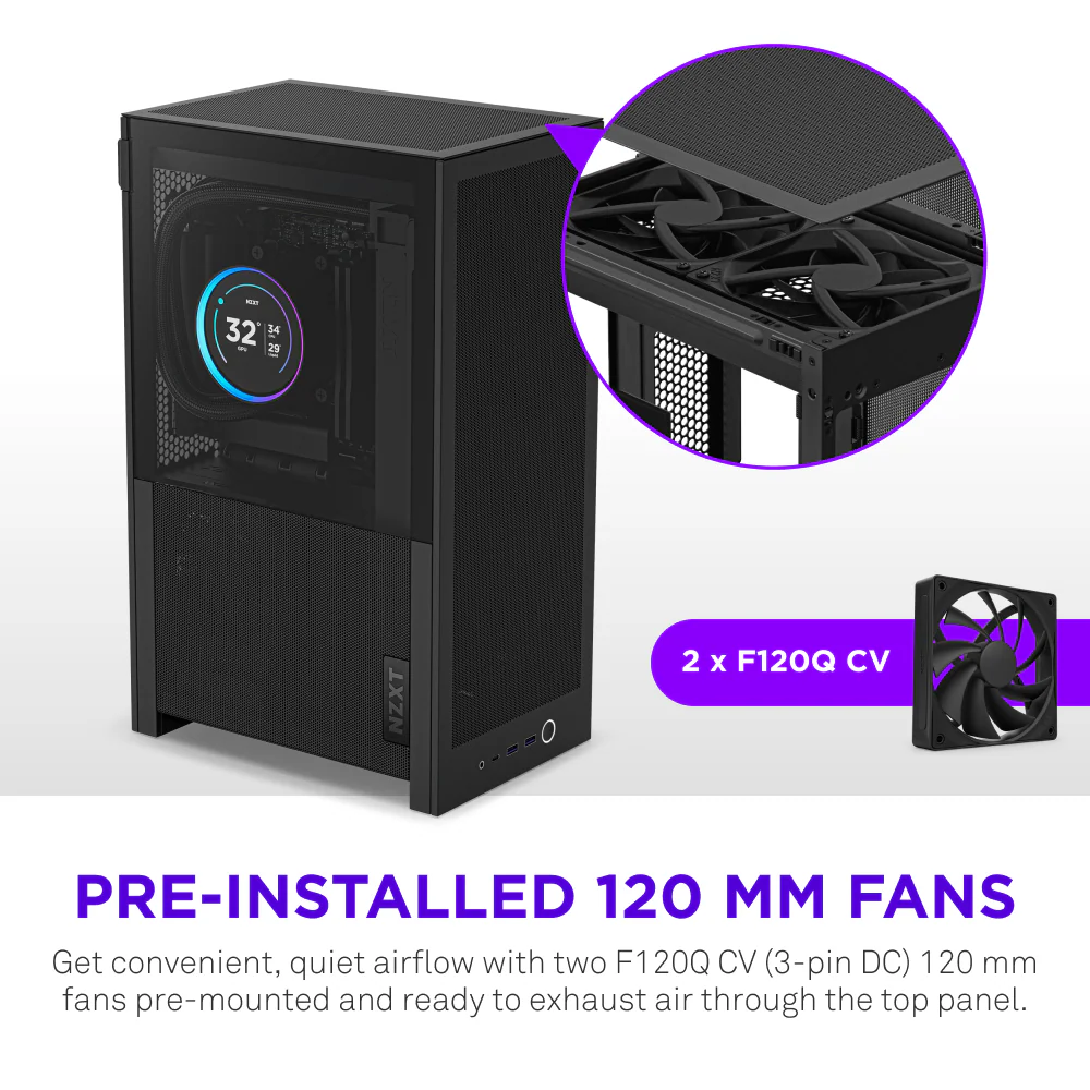 NZXT H2 Flow USB 3.2 USB-C Siyah Mini ITX Kasa