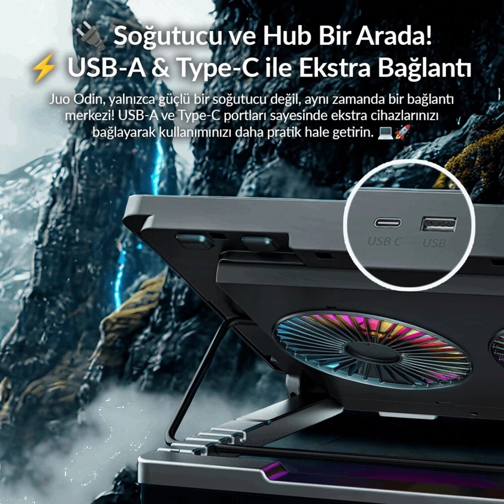 Juo Odin 2'li RGB Fanlı LED Notebook Soğutucu Standı