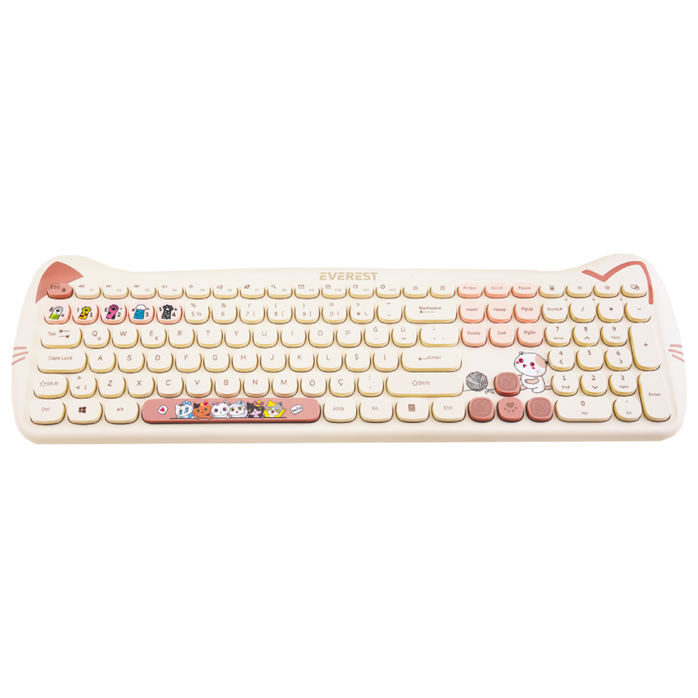 Everest KM-6283 CATTY Sarı Kablosuz Klavye Mouse Set