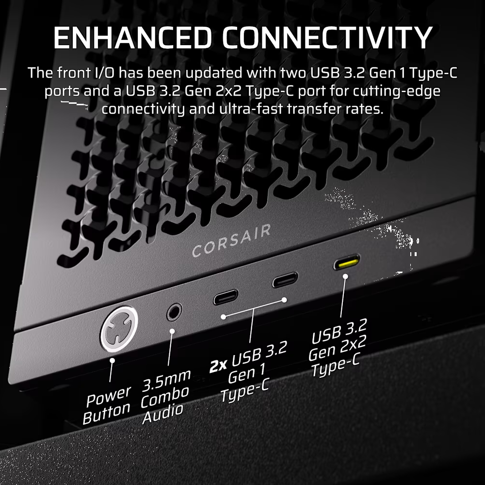 CORSAIR FRAME 4000D LCD RS 1000W 80+Gold ARGB Tempered Glass USB 3.2 Siyah E-ATX Mid Tower Kasa