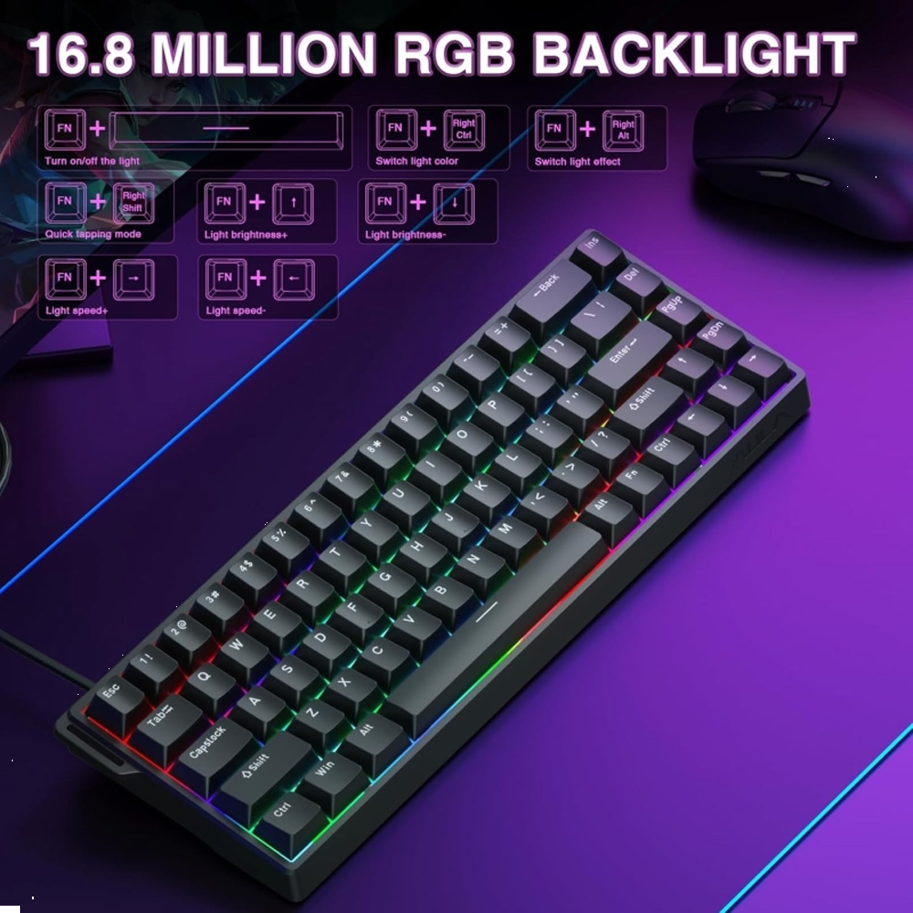 Aula Win68 HE Manyetik Switch Hot Swap TKL RGB Siyah Kablolu Gaming Klavye