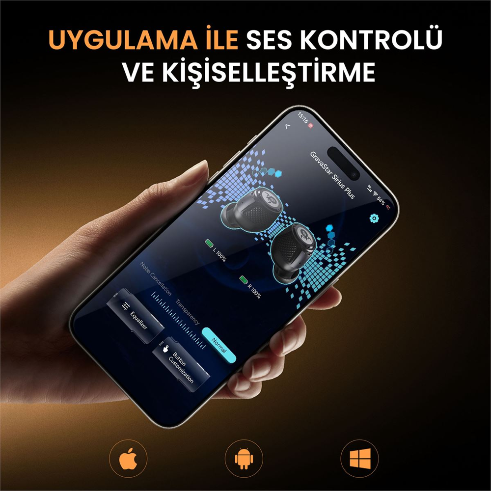 GravaStar Sirius Plus ANC Kablosuz Siyah Kulak İçi Kulaklık