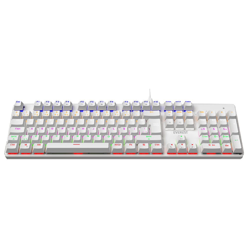 Everest KB-MK1 Lumos Blue Switch RGB Beyaz Kablolu Gaming Klavye 