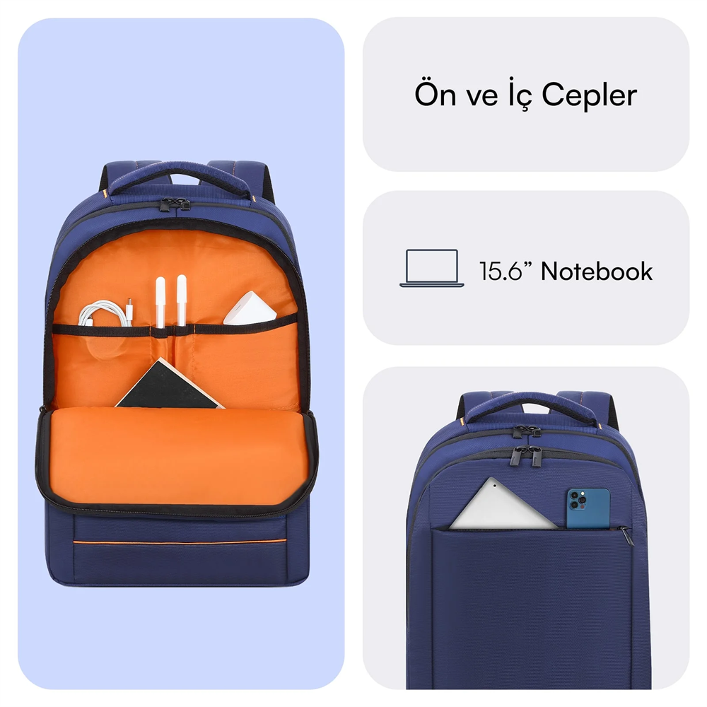 MACK MCC-006BL 15.6 OFFICE Lacivert Notebook Sırt Çantası