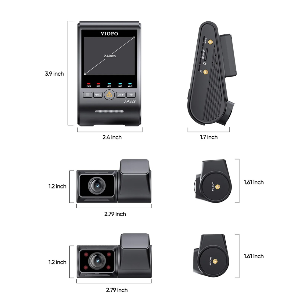 VIOFO A329S 4K 2K  3 Kameralı HDR Sony Starvis 2 Sensörlü SSD Destekli Wİ-Fi GPS'li Araç Kamerası