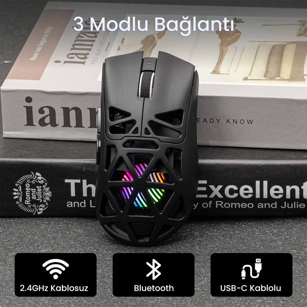 Aula SC620 PAW3311 12000 DPI 1000Hz Kablosuz Siyah Gaming Mouse