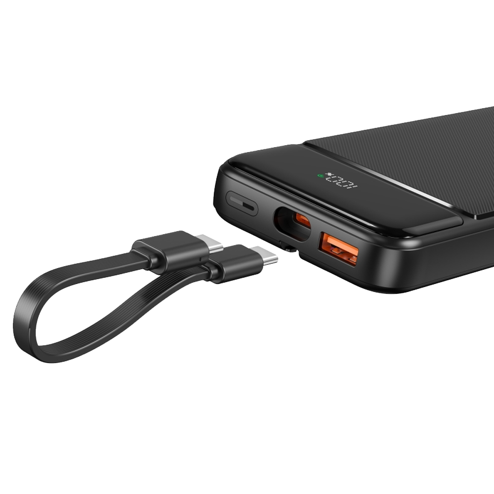 Juo JCP410-B 22.5W 10000mAH Type-C Led Ekranlı Taşınabilir Siyah Hızlı Şarj Powerbank 