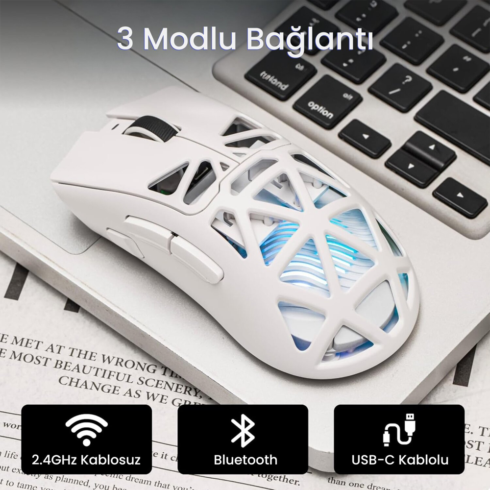 Aula SC620 PAW3311 12000 DPI 1000Hz Kablosuz Beyaz Gaming Mouse