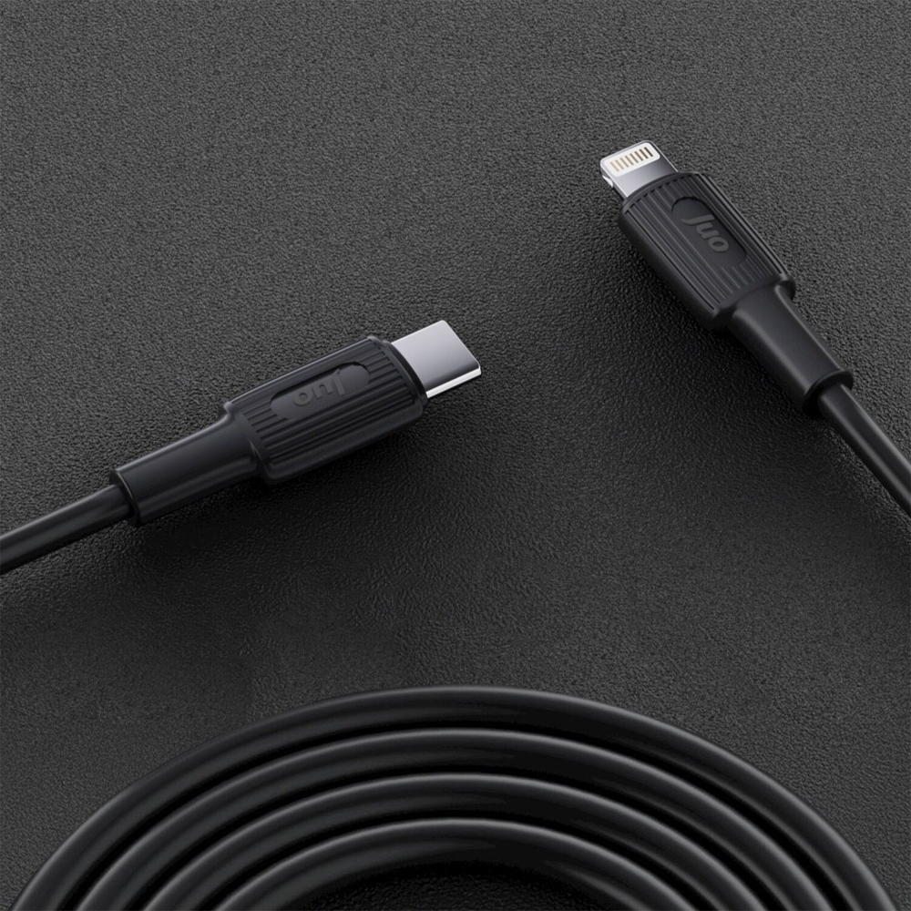 Juo 27W Type-C Lightning İphone İpad Silikon Siyah Data Ve Hızlı Şarj Kablosu 2 Metre