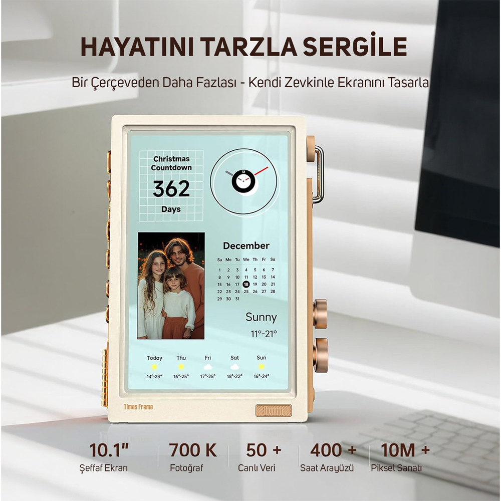  Divoom Times Frame 10.1" 64GB Akıllı Kişiselleştirilebilir RGB LED IPS Beyaz Dijital Çerçeve