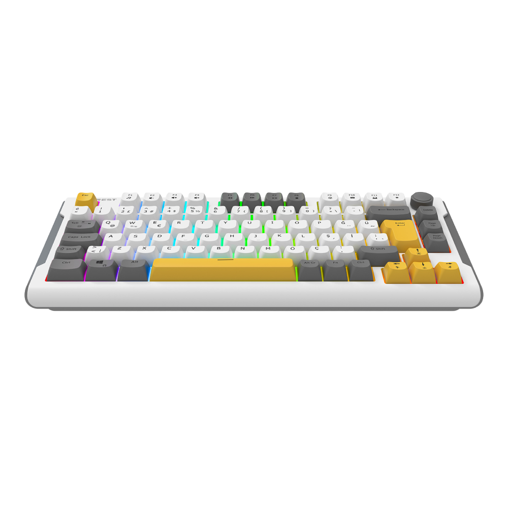 Everest KB-75 Smooth Membrane Switch RGB Beyaz/Gri/Sarı Kablolu Gaming Klavye