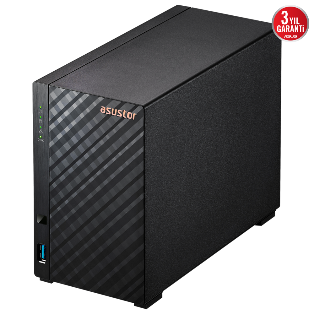 ASUSTOR Drivestor 2 Lite AS1102TL Realtek RTD1619B 1GB DDR4 2 Yuvalı 1GbE USB 3.2 NAS Depolama Cihazı 