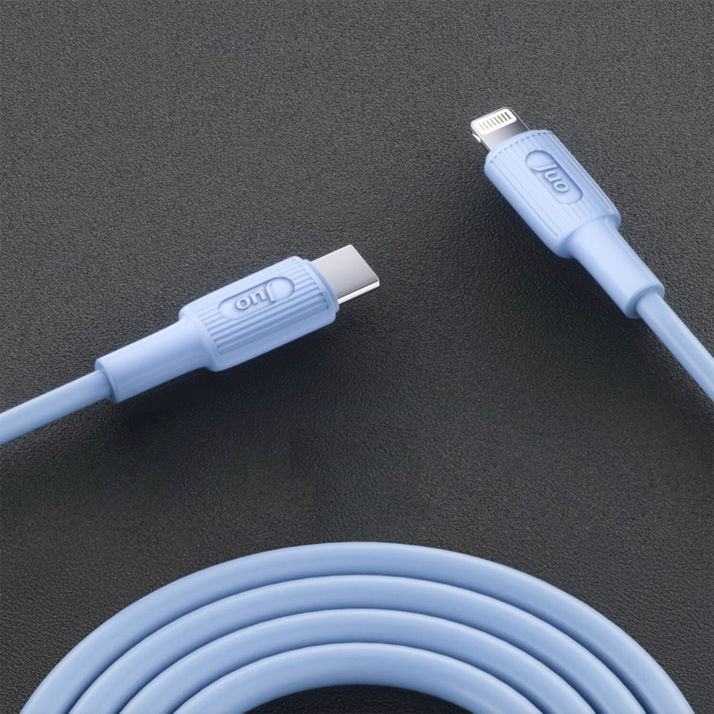 Juo 27W Type-C Lightning İphone İpad Silikon Mavi Data Ve Hızlı Şarj Kablosu 1 Metre