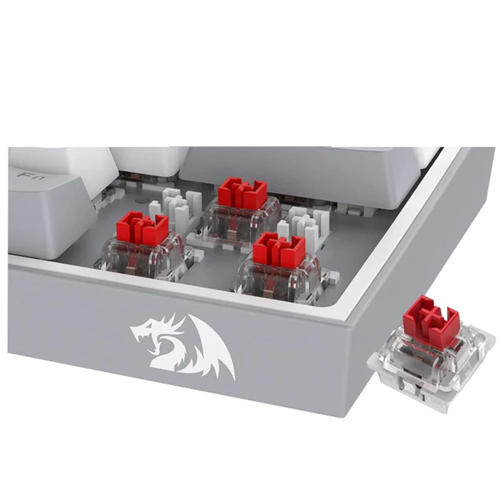 Redragon K617 Fizz Red Switch RGB Kablolu Beyaz Gri Gaming Klavye