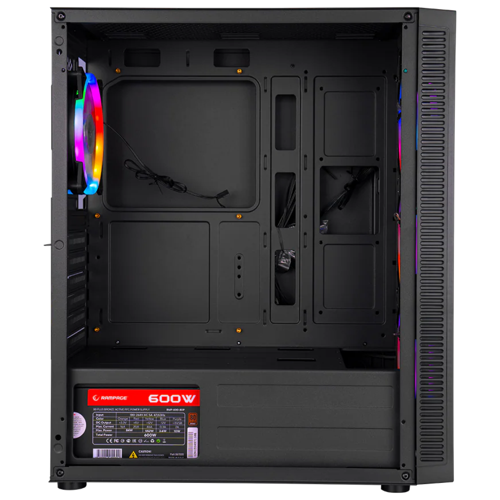 Rampage PLATINO 600W 80 Plus Bronze Rainbow Tempered Mesh Panel Gaming Kasa