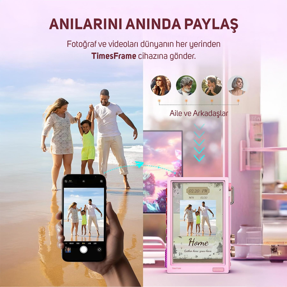  Divoom Times Frame 10.1" 64GB Akıllı Kişiselleştirilebilir RGB LED IPS Pembe Dijital Çerçeve
