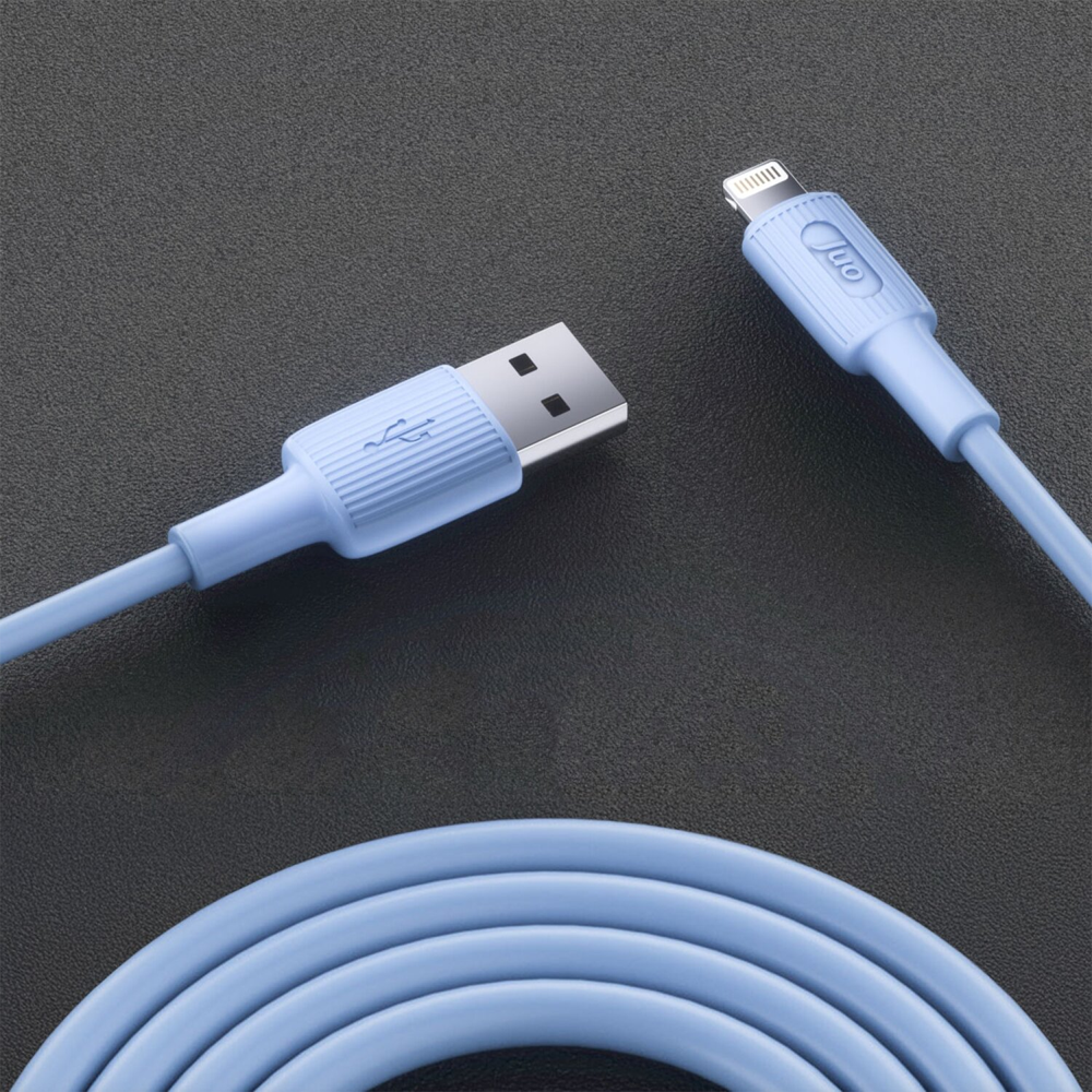 Juo 12W 2.4A USB-A Lightning İphone İpad Silikon Mavi Data Ve Hızlı Şarj Kablosu 1 Metre