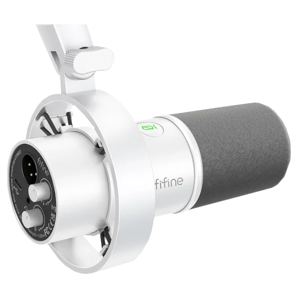 Fifine K688 USB-XLR Beyaz Dinamik Yayinci Bilgisayar Mikrofonu