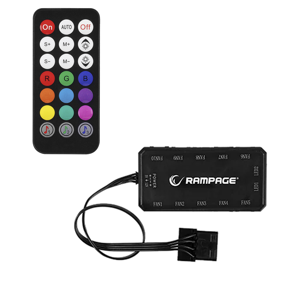 Rampage RB-K8 Kumandalı 120mm ARGB Üçlü Siyah Kasa Fanı