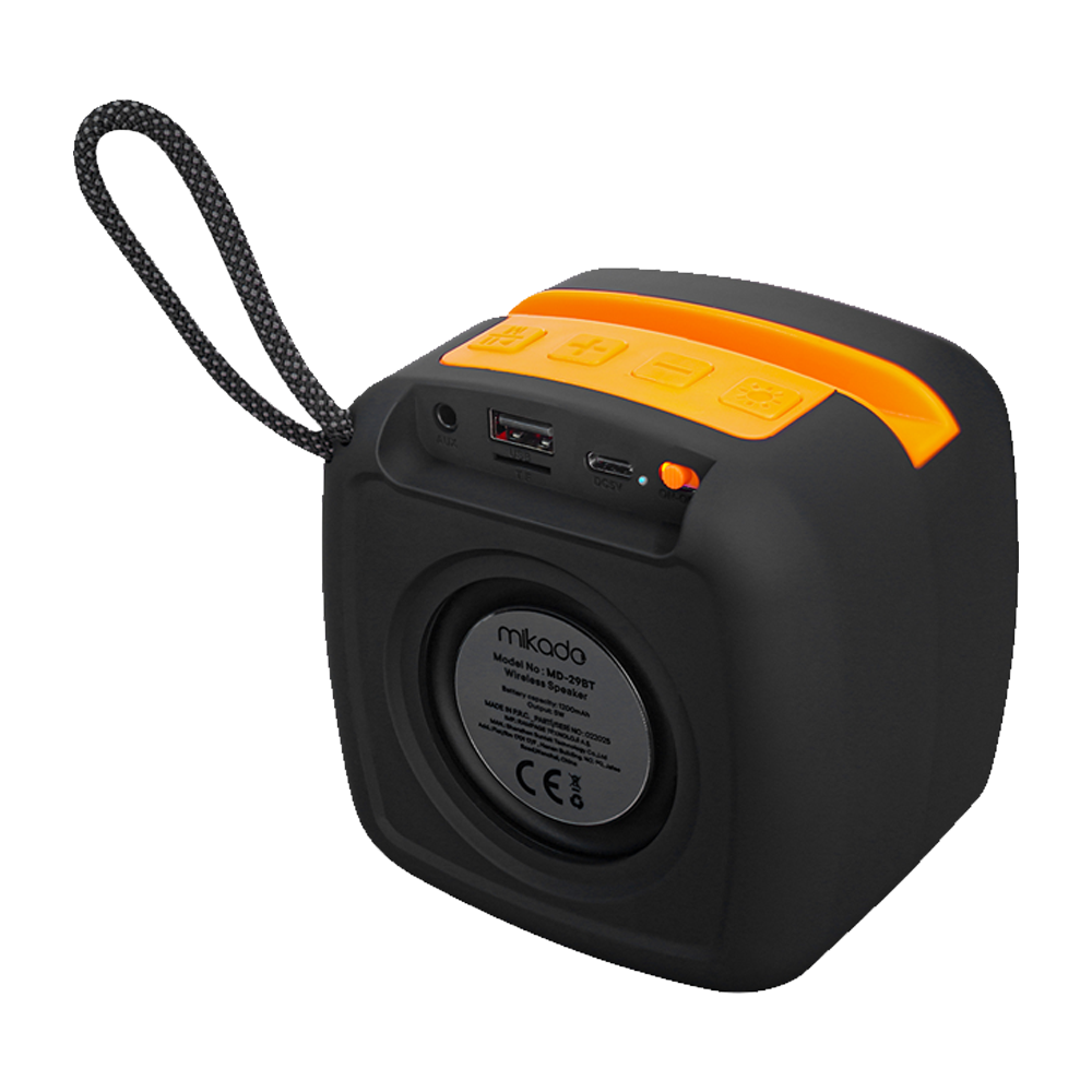 MIKADO MD-29BT 5W 1200mAh RGB Siyah Bluetooth Taşınabilir Hoparlör